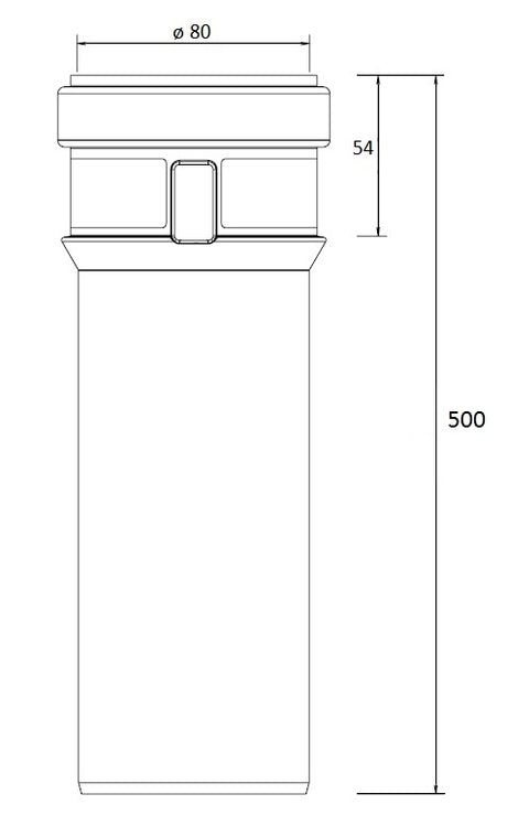 Burgerhout Safe-PP rookgasafvoer pijp 80° 500mm 400453975 kopen? Technische tekening | CVketel.nl