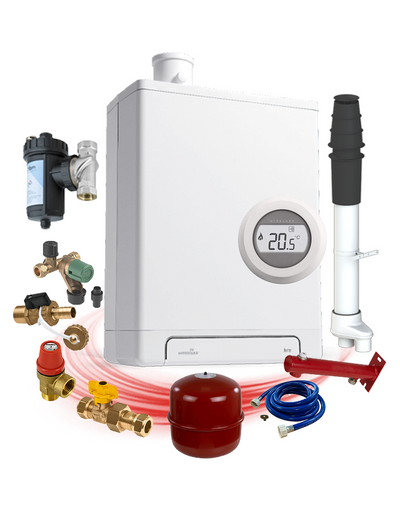 CV-ketel compleet pakket CW4 | Intergas HRE 28/24 CW4 80/80 22,8kW Klein Totaalpakket Round Draadloos met een magnetische vuilafscheider | CVketel.nl